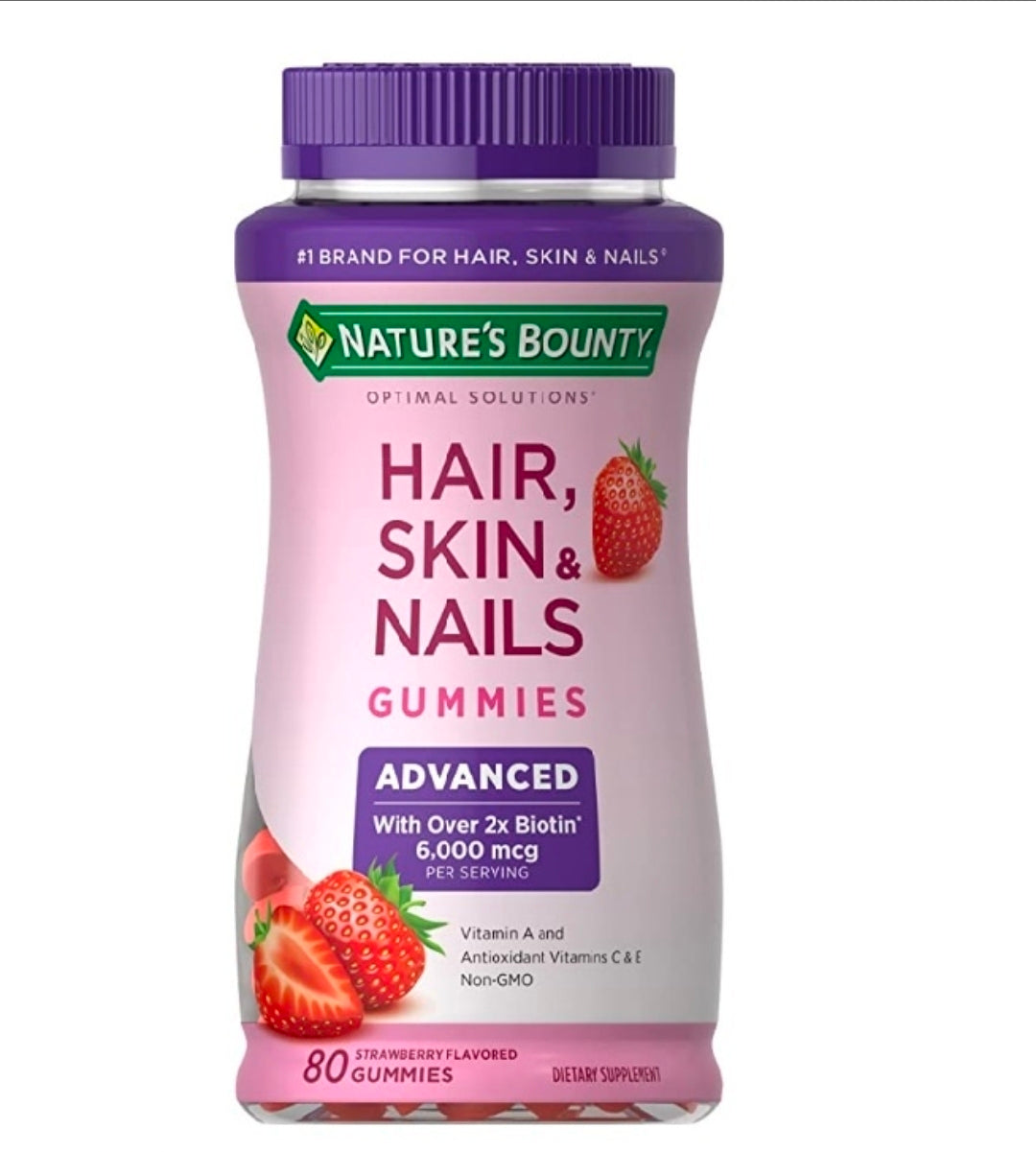 Hair, Skin & Nails Advanced 2X Biotin, 80 Gomitas