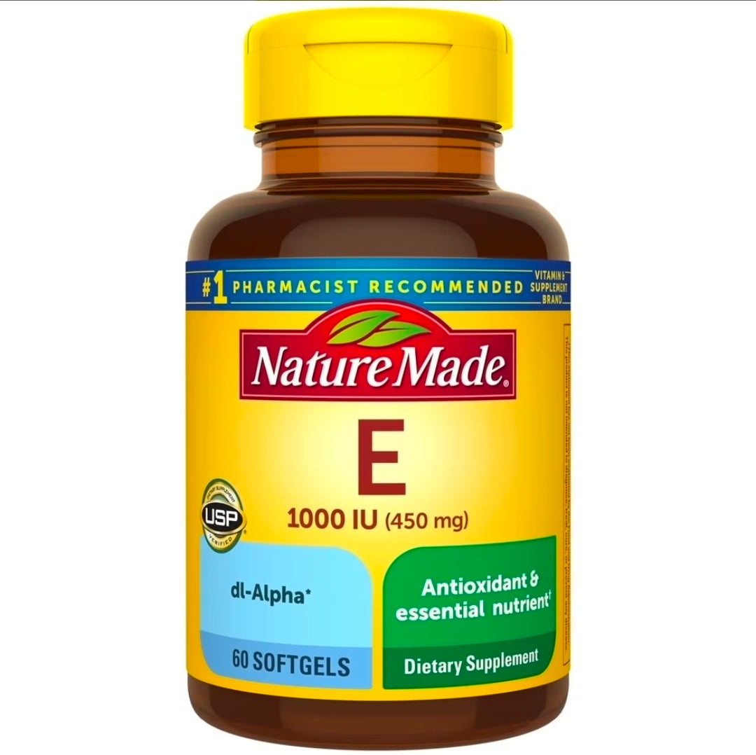 Vitamina E – 1000 IU, 450mg, Nature Made, 60 Cápsulas Blandas