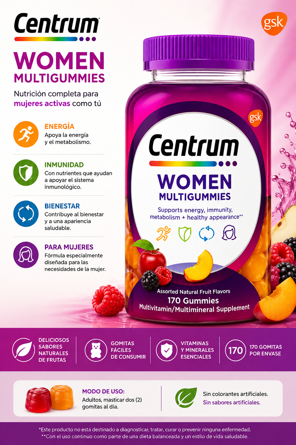 Centrum Women Multigummies – Multivitamínico en Gomitas