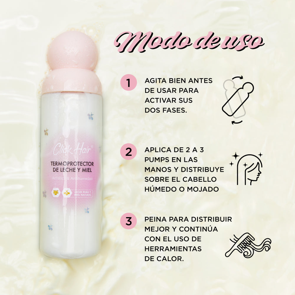 Termoprotector Bifásico Leche y Miel click hair