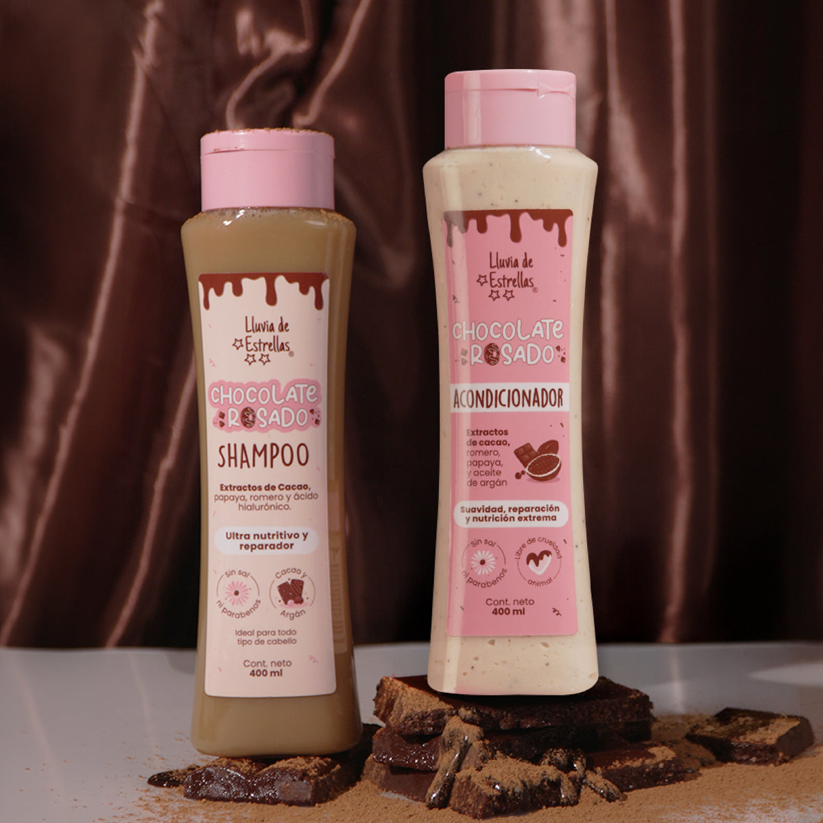 Shampo y acondicionador chocolate lluvia de estrellas